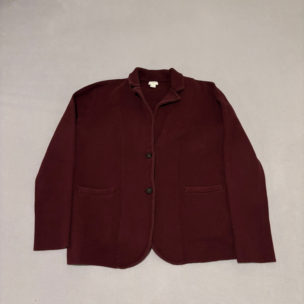 J.Crew Mens Burgundy Cotton Knit Blazer Sweater Jacket Size Medium Preppy Fall